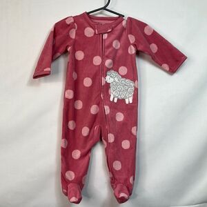 Carter’s Child of Mine Punk Polkadot Sheep Fleece Sleep and Play 3-6 months EUC